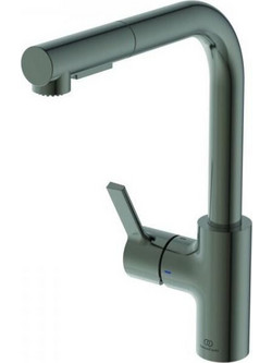 Ideal Standard Gusto BD420A5 Μπαταρία Κουζίνας Πάγκου Διπλής Παροχής Ανάμεικτη με Ντουζ Γκρι