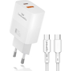 Leewello CDQ20 Φορτιστής με Καλώδιο USB-C με Θύρα USB-A & Θύρα USB-C 25W Quick Charge 3.0 & Power Delivery
