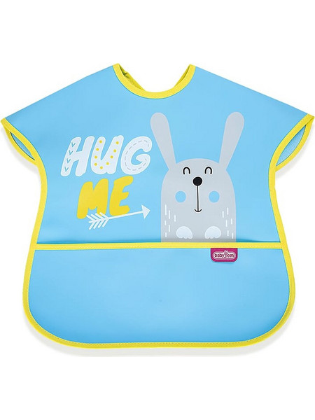 Baby Jem Hug Me Αδιάβροχη Σαλιάρα Ποδιά Πλαστική με Αυτοκόλλητο & Τσέπη Γαλάζια