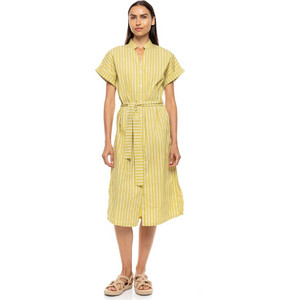Pink Label Midi Καλοκαιρινό Καθημερινό Φόρεμα Σεμιζιέ Κίτρινο B671