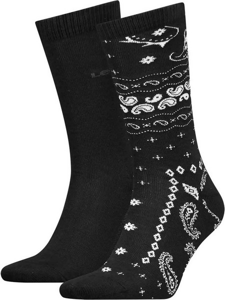 Levi's Bandana Ανδρικές Κάλτσες Ψηλές με Σχέδια Μαύρες 2Pack 37157