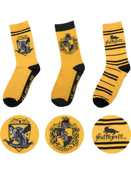Cinereplicas Harry Potter Ανδρικές Κάλτσες Ψηλές με Σχέδια Κίτρινες 3Pack HPE60273