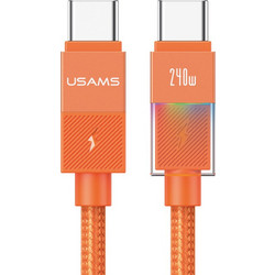 Usams SJ775 Braided LED USB-C to USB-C 240W 1.2m Orange
