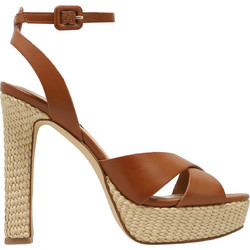 Nine West WESTON3 Γυναικεία Πέδιλα Δερμάτινα Ταμπά με Χοντρό Ψηλό Τακούνι και Φιάπα 21-210