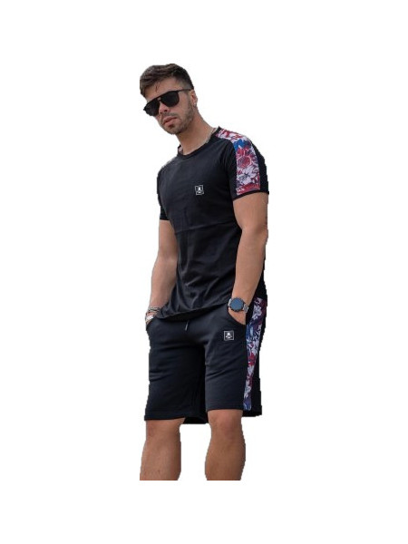 MadMax Αθλητικό Ανδρικό Σετ T-Shirt & Βερμούδα Καλοκαιρινό Μαύρο S8005-7005