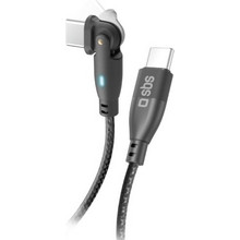 SBS TECABLE180TCC 180 Rotating Braided USB-C to USB-C 60W 1m Black