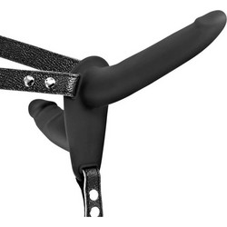 Guilty Toys Double Harness Strap On με Διπλό Dildo 13cm Μαύρο