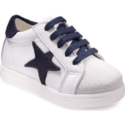 Gorgino Βαπτιστικά Sneakers για Αγόρι Δερμάτινα Ανατομικά Λευκά Μπλε 3170-3