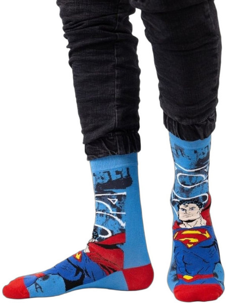 Cimpa Superman Ανδρικές Κάλτσες Ψηλές με Σχέδια Royal Blue SM21534-1