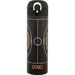 Polo Junior II Basket Παιδικό Παγούρι Θερμός Ανοξείδωτο με Καλαμάκι Μαύρο 500ml