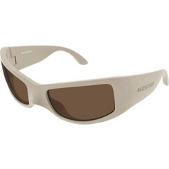Balenciaga BB0461S 005 Ανδρικά Γυαλιά Ηλίου Μάσκα Κοκάλινα Λευκά με Καφέ Φακό