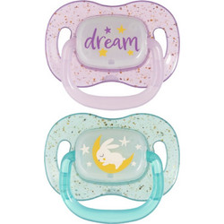 Canpol Babies Nightglow Girl Πιπίλες Σιλικόνης Νυκτός 6-18m Ροζ Πράσινο Mint 2τμχ