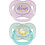 Canpol Babies Nightglow Girl Πιπίλες Σιλικόνης Νυκτός 6-18m Ροζ Πράσινο Mint 2τμχ
