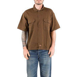 Dickies Ανδρικό Πουκάμισο Βαμβακερό Κοντομάνικο Κανονική Γραμμή Καφέ DK0A88N90TB
