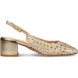 Envie Shoes Γόβες Slingback Δερμάτινες με Χοντρό Χαμηλό Τακούνι Χρυσές E84-23447-59