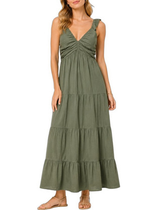 Vero Moda Midi Καλοκαιρινό Καθημερινό Φόρεμα Χακί 10341603