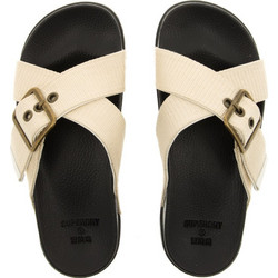 Superdry Square Buckle Γυναικείες Παντόφλες Καλοκαιρινές Flatforms Αντιολισθητικές Εκρού WF310121A-11L