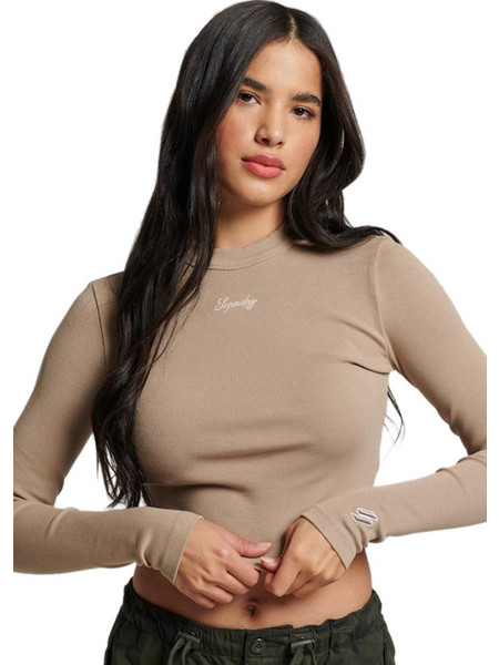 Superdry Γυναικείο Χειμερινό Crop Top Ριπ Μπεζ W6011656A-9UN