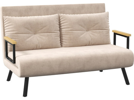 HOMCOM Διθέσιος Καναπές Κρεβάτι Μπεζ 120x73x81cm 8056644366288