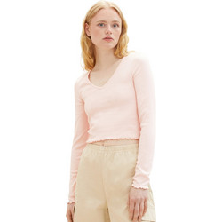 Tom Tailor Γυναικείο Χειμερινό Crop Top Ριπ Ροζ 1038364-14557