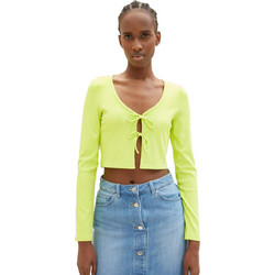 Tom Tailor Γυναικείο Καλοκαιρινό Crop Top Ριπ Κίτρινο 1035373-24702