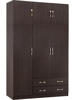HomeMarkt Τρίφυλλη Ντουλάπα Ρούχων Carly με Πατάρι Zebrano 150x55x240cm HM10891.01