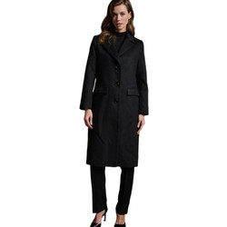 Fibes Fashion Γυναικείο Παλτό Μάλλινο Μαύρο 01-6129