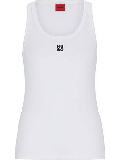 Hugo Boss Γυναικείο Καλοκαιρινό Top Βαμβακερό Λευκό 50514489-100