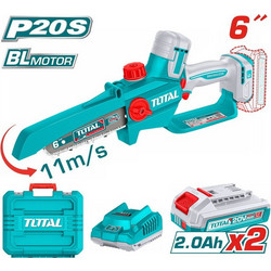 Total TGSLI20662E Κλαδευτικό Αλυσοπρίονο Μπαταρίας 20V 4.35kg με Λάμα 15cm 2x2Ah