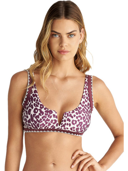 BLU4U Stripes and Spots Bikini Top Μπουστάκι με Ενίσχυση Animal Print Εκρού Μπορντό 26366514-22