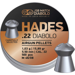 JSB Hades Diabolo Βολίδες Pellets Αεροβόλου 5.5mm Μολυβένιες 1.03g / 15.89gr 500τμχ 546290-500