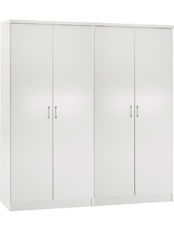 HomeMarkt Τετράφυλλη Ντουλάπα Ρούχων Jenna Λευκή 160x43x181cm HM11350.05