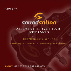 Soundsation SAW432 Σετ 6 Χορδές Ακουστικής Κιθάρας 80/20 Bronze 12-53" Light Tension