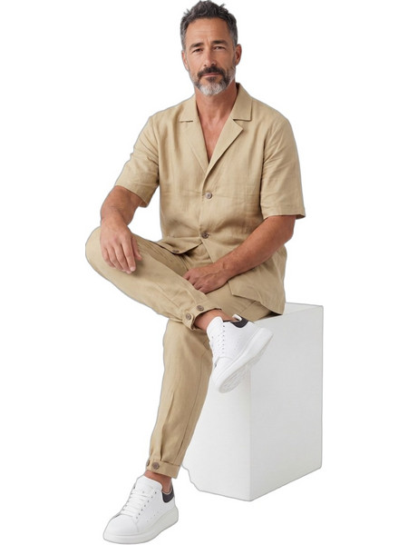 Ben Tailor Ανδρικό Σετ Πουκάμισο & Παντελόνι Καλοκαιρινό Ταμπά BENT.1840