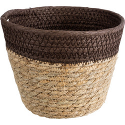 Globostar Lefkada Κασπώ Καλάθι Δαπέδου Μπεζ Καφέ 18x15cm 20574