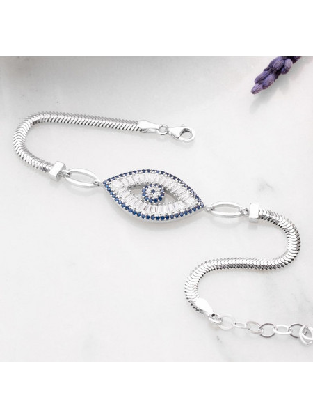 Heliophilia Silver Γυναικείο Βραχιόλι με Ματάκι από Ασήμι 912VRN1241