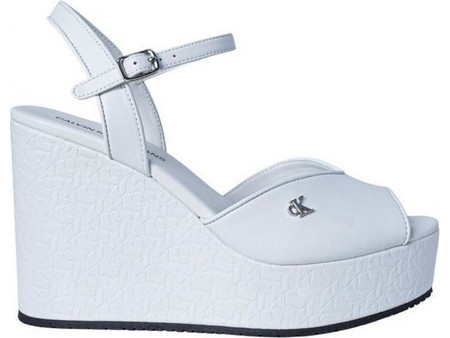 Calvin Klein Καλοκαιρινές Γυναικείες Πλατφόρμες Ψηλές Λευκές YW0YW00033-YAF