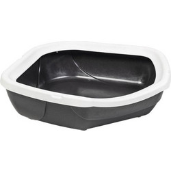 MPS Corner Open Γωνιακή Λεκάνη Γάτας Μαύρη Λευκή Μ52xΠ50xΥ14cm