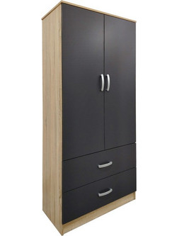 Klikareto Δίφυλλη Ντουλάπα Ρούχων Real Ανθρακί 80x42x180cm 001-00588