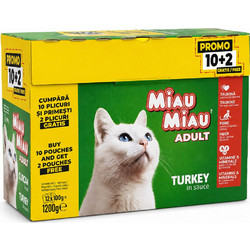 Miau Miau Adult with Turkey in Gravy 12x100gr