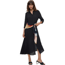 Desigual Midi Καθημερινό Φόρεμα Σεμιζιέ Μεταξωτό Μαύρο 26WWVW23-2000