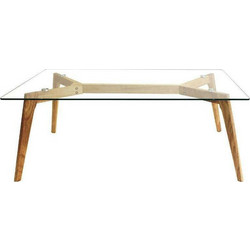 Home Deco Τραπεζάκι Σαλονιού Ορθογώνιο Γυάλινο με Ξύλινη Βάση Μ110xΠ60xΥ45cm HD3801