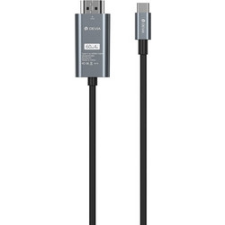 Devia Καλώδιο Braided HDMI Male to USB-C Male 2m Black EC084