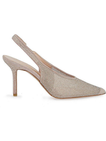 Lara Conte Γόβες Suede Slingback με Τακούνι Στιλέτο με Στρας Nude W457A3865-97M