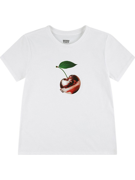 Levi's Disco Cherry Ss Tee Παιδικό T-Shirt Κοντομάνικο με Κουκούλα Λευκό 3EP661-W1T