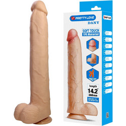 Pretty Love Dany Ρεαλιστικό Dildo με Βεντούζα & Όρχεις 36cm Μπεζ