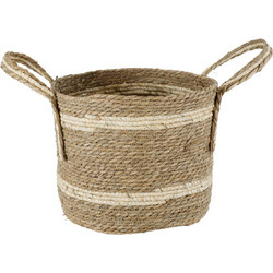 Globostar Naxos Κασπώ Καλάθι Δαπέδου Μπεζ Καφέ 35x30cm 20334