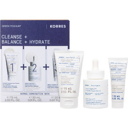 Korres Greek Yoghurt Cleanse & Balance & Hydrate Cream Cleanser 75ml + Probiotic Super Serum 30ml + Probiotic Gel Cream 20ml