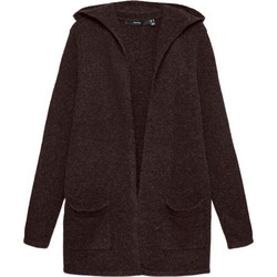 Vero Moda Γυναικεία Ζακέτα Πλεκτή Μακριά με Κουκούλα Σοκολατί 10235948