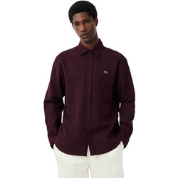 Lacoste Ανδρικό Πουκάμισο Βαμβακερό Μακρυμάνικο Κανονική Γραμμή Μπορντό CH8724